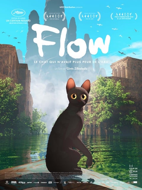 Affiche film Flow, le chat qui n’avait plus peur de l’eau